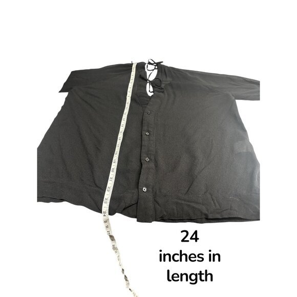 Minimalist Chic Mélissa Nepton Black Tie-Front Button Blouse Women’s P/S - Picture 9 of 9